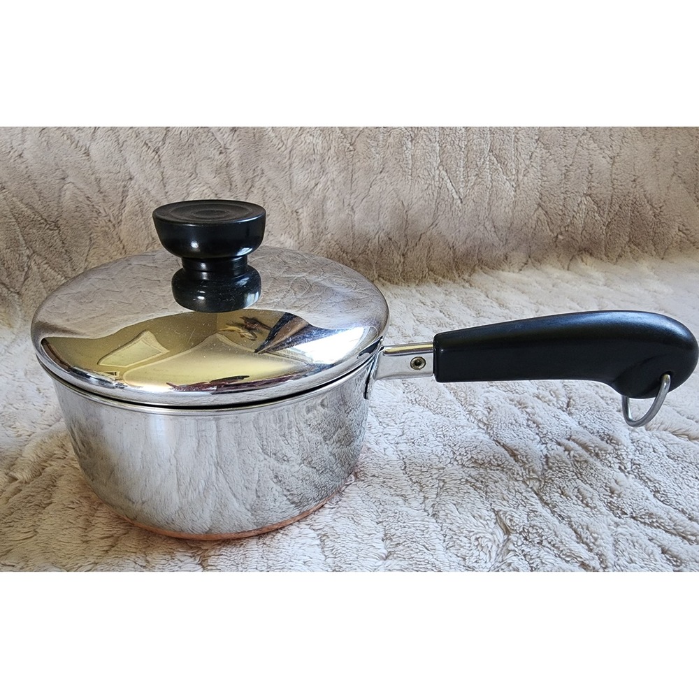 Vintage Revere Ware 1 Qt Saucepan Copper Clad Bottom with Lid Made in USA